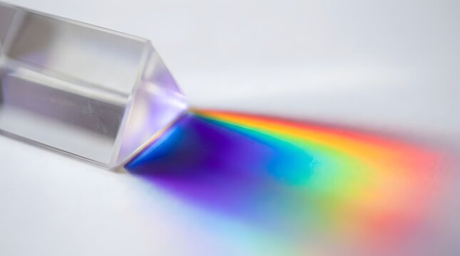Light Dispersion Through a Prism Creating a Colorful Spectrum