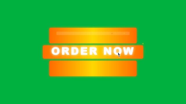 Animated order now button pop up with mouse click on green screen