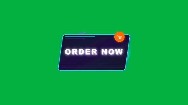 Animated order now button popping up on green background
