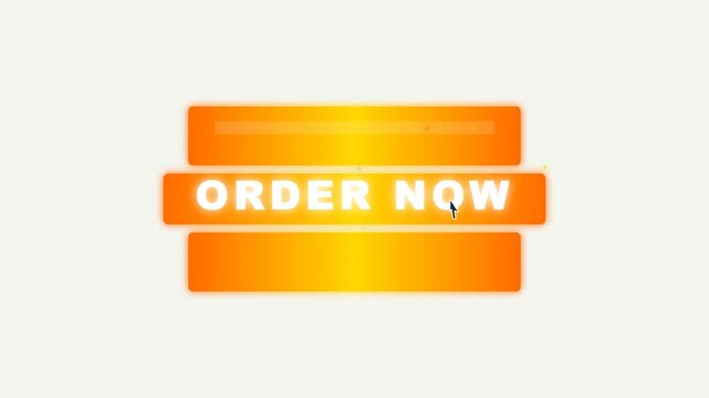 Animated orange order now button pop up with cursor click action