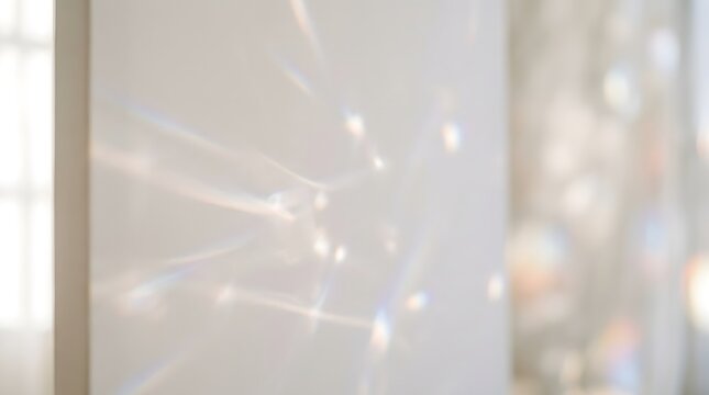 Abstract Light Refractions on White Wall Background