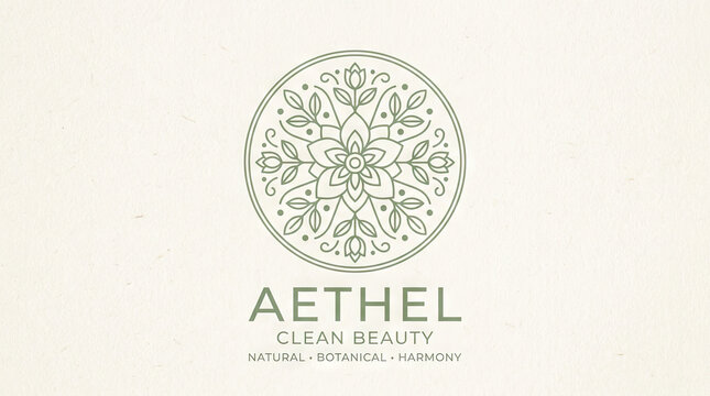 A logo featuring a floral design with the word 'AETHEL' beneath it.