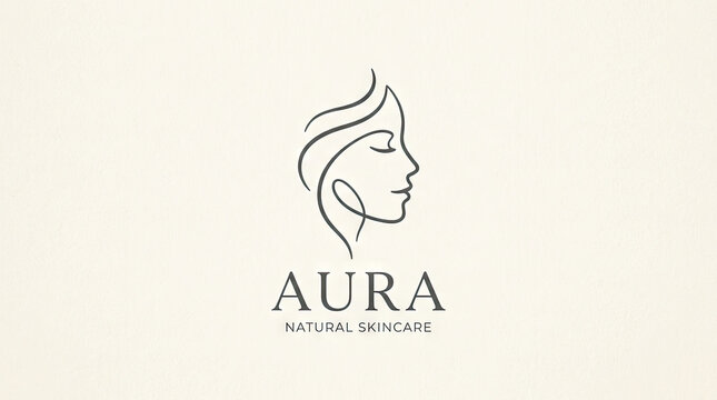 A minimalist logo featuring a woman's profile and flowing hair.