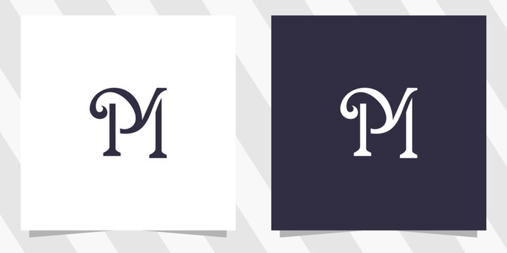 letter pm mp logo design vector