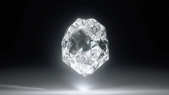 3d rotating raw diamond gemstone close-up in high detail