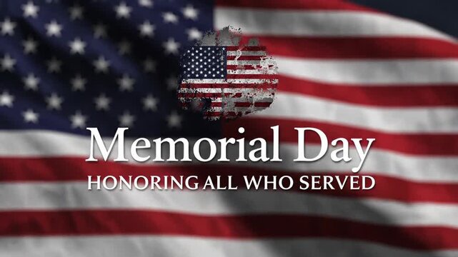 Memorial Day tribute on blurred American flag background