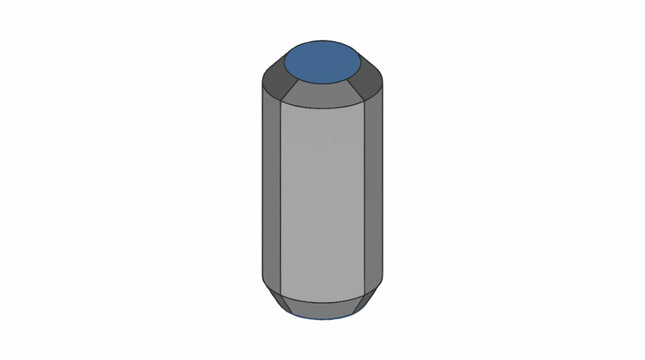 Blue and gray cylindrical metal object isolated.