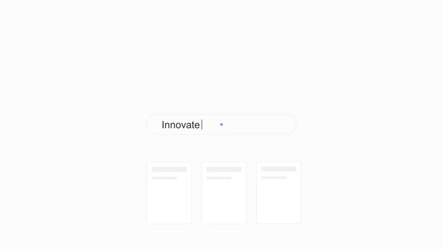 Creative typing the word innovate into a digital search engine bar interface