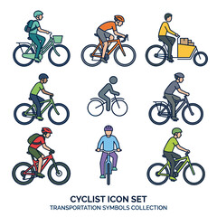 Obraz premium Cyclist Transportation Icons with Different Bicycle Styles