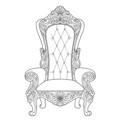 Obraz premium Intricate design chair featuring quilted pattern and decorative armrests against white background