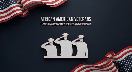 Fototapeta premium African American Veterans honoring dedicated service and freedom background with US flag.