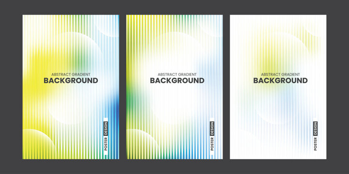 Modern Abstract Gradient Striped Background Poster Template with Yellow Green Blue Blend
