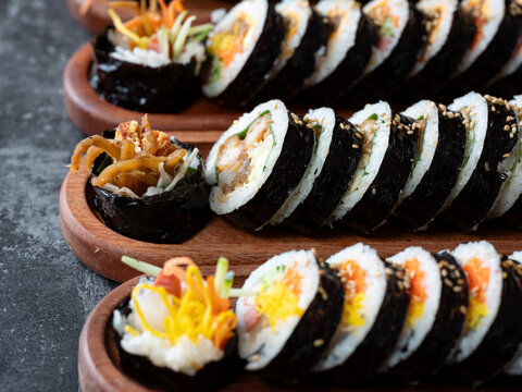 Gimbap, Korean rice roll dish, kimbap  