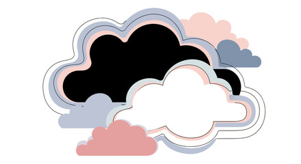 Fototapeta premium Abstract stylized cloud vector illustration with modern layered outline design in pastel colors on white background