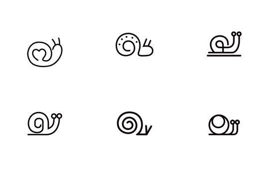 Snail cute logo icon set collection