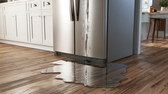 Refrigerator leaking water onto kitchen floor