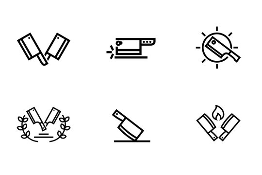 Butcher knife line style logo collection
