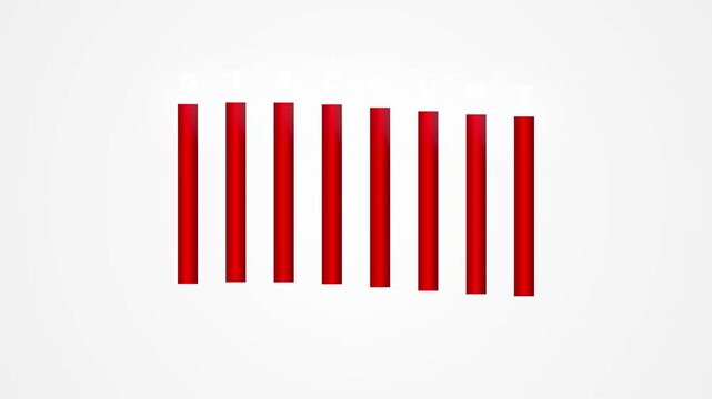 Red Vertical Bars Animated Graph Representing Discount Concept