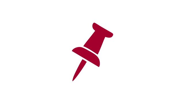 Red pushpin icon isolated on white background.