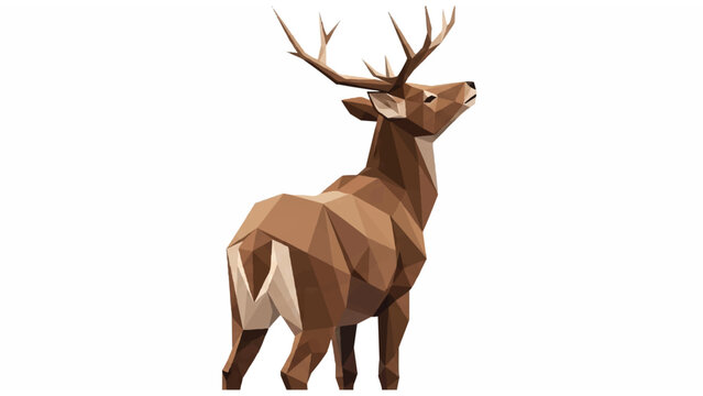 Low Poly Deer with Antlers Standing.