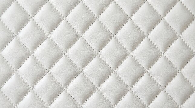 Elegant diamond quilted white leather texture for interior design and fashion