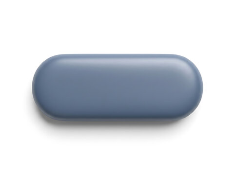 3d render of a smooth blue rounded rectangular pill shape
