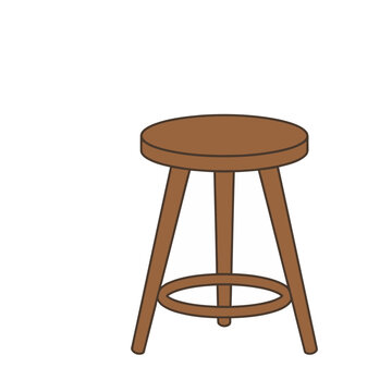 Brown wooden stool with three legs