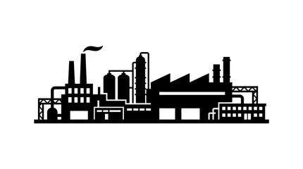 Obraz premium Industrial Factory Complex Silhouette Vector