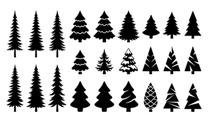 Obraz premium Decorative Black Christmas Tree Silhouettes Holiday Season Vector Collection