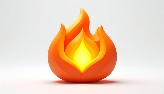 Modern 3D Fire Symbol Illustration for Apps and User Interface