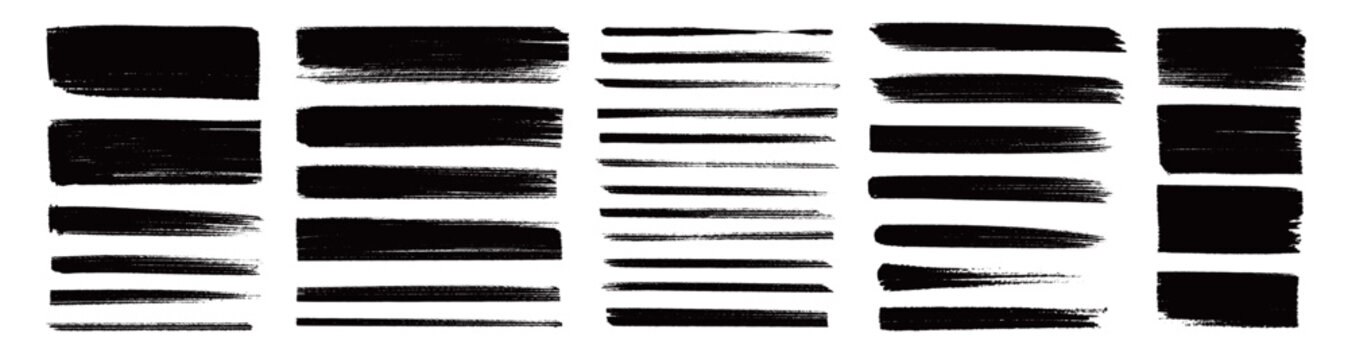 Brush stroke paint vector set. Hand drawn brush stroke paint brushstroke frame shape watercolor texture design. Marker ink banner label grunge scratch dry abstract background. Vector illustration