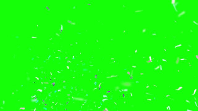 Motivational quote text overlay featuring colorful confetti falling against a vibrant green screen background for digital content creation projects