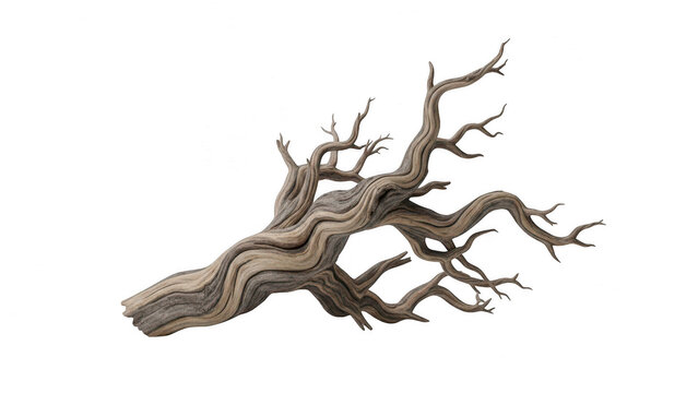 Natural weathered gnarled wooden branch with weathered, deadwood