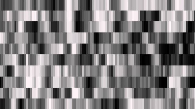 Abstract monochrome digital glitch background, dynamic moving vertical pixel bars, modern tech data stream motion minimalist pattern
