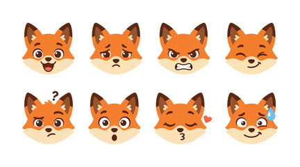 Fototapeta premium red fox face emoticon collections