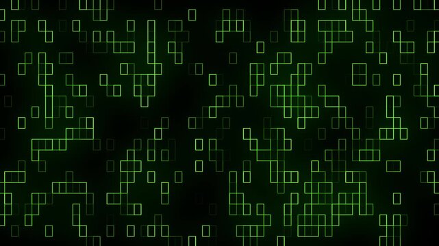Green digital grid background, abstract cyber data network motion futuristic technology hud interface loop