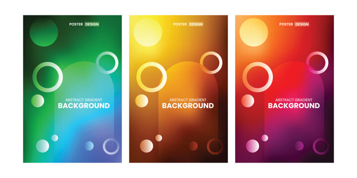 Set of Modern Abstract Gradient Poster Background Templates with Geometric Circles