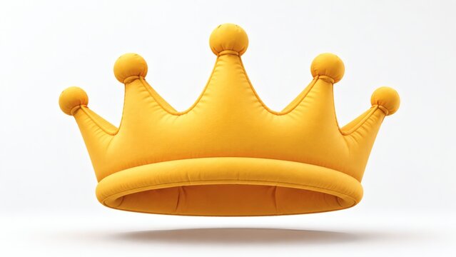 3D rendered matte puffy inflated golden crown with soft texture and royal design