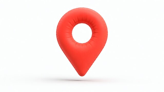 3D rendered puffy red location pin icon isolated on white background for maps