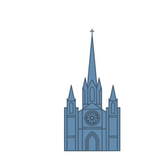 Obraz premium Blue Gothic Church Building Illustration