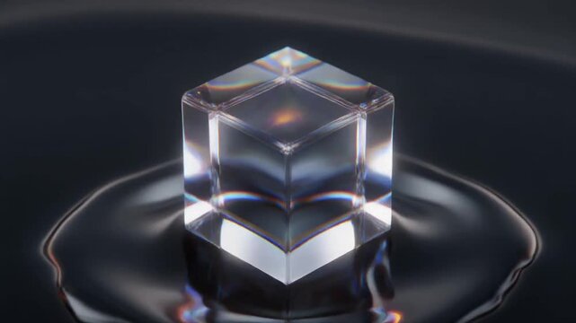 Abstract Transformation of Liquid Sphere into Solid Glass Cube