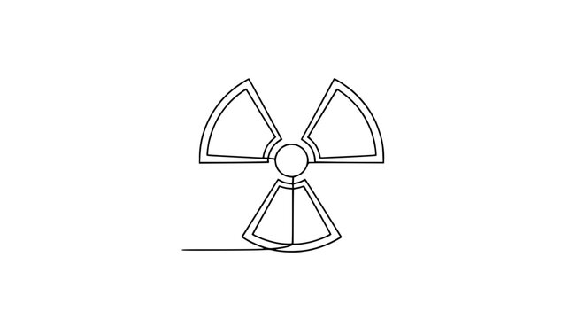 Minimalist outline of a radiation hazard symbol, representing danger and radioactivity