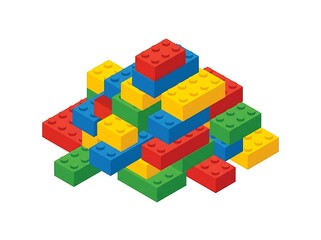 Fototapeta premium Lego brick vector pile of colorful toy building bricks