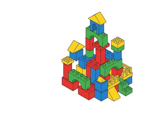 Lego brick vector colorful plastic toy castle structure