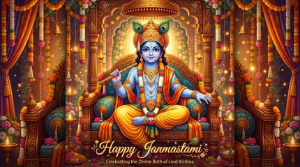 Fototapeta premium Krishna janmastami background