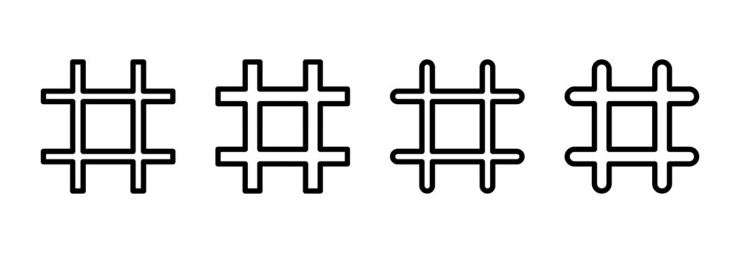 Hashtag icon set vector. hashtag sign and symbol