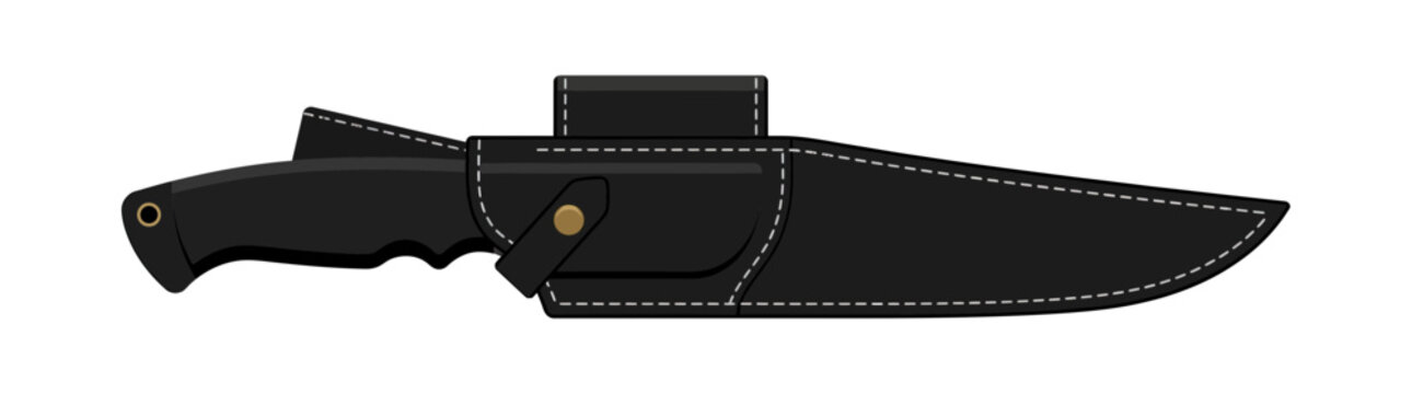 Black Leather Knife Sheath with Belt Loop