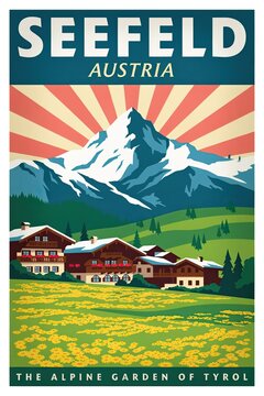Scenic Revival: Illustrated Alpine Retreat in Blooming Seefeld, Tyrol - Austrian Spring Escape