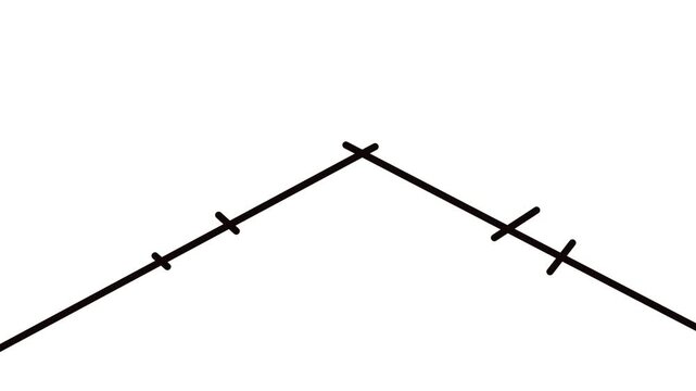 Two sticks with lines are connected at their tips diagonally.