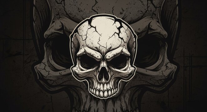 Cracked skull symbol of mortality and danger